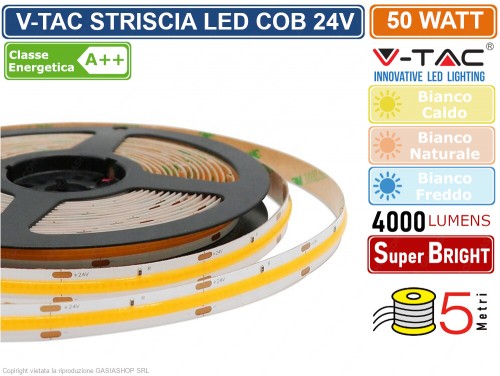 Kit per striscia LED, V-Tac 280 COB, 10 W/m, 280 led metro, 24 V