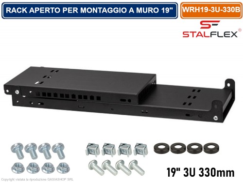 Gasiashop - CR19-3U-180-W - ARMADIO CONTENITORE DI SICUREZZA METALLICO RACK  19 3U 180MM PENSILE MONTAGGIO A PARETE PER DVR / NVR