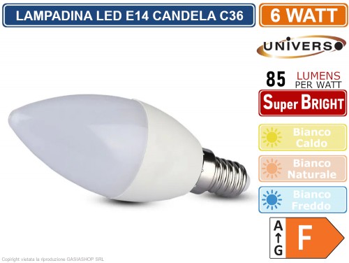 Gasiashop - C36-03 - UNIVERSO LAMPADINA LED CANDELA C36 ATTACCO