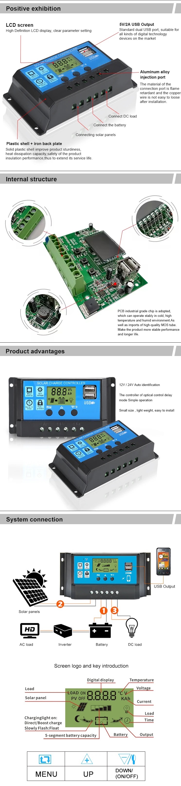 Regolatore Di Carica Solare 10amp 12/24vdc Con Lcd Sol-10a-lcd - Foto 6