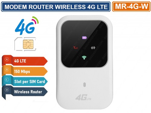 Gasiashop - MR-4G-W - MODEM ROUTER WIRELESS WIFI 3G 4G LTE PORTATILE CON  BATTERIA SUPPORTA SIM UMTS