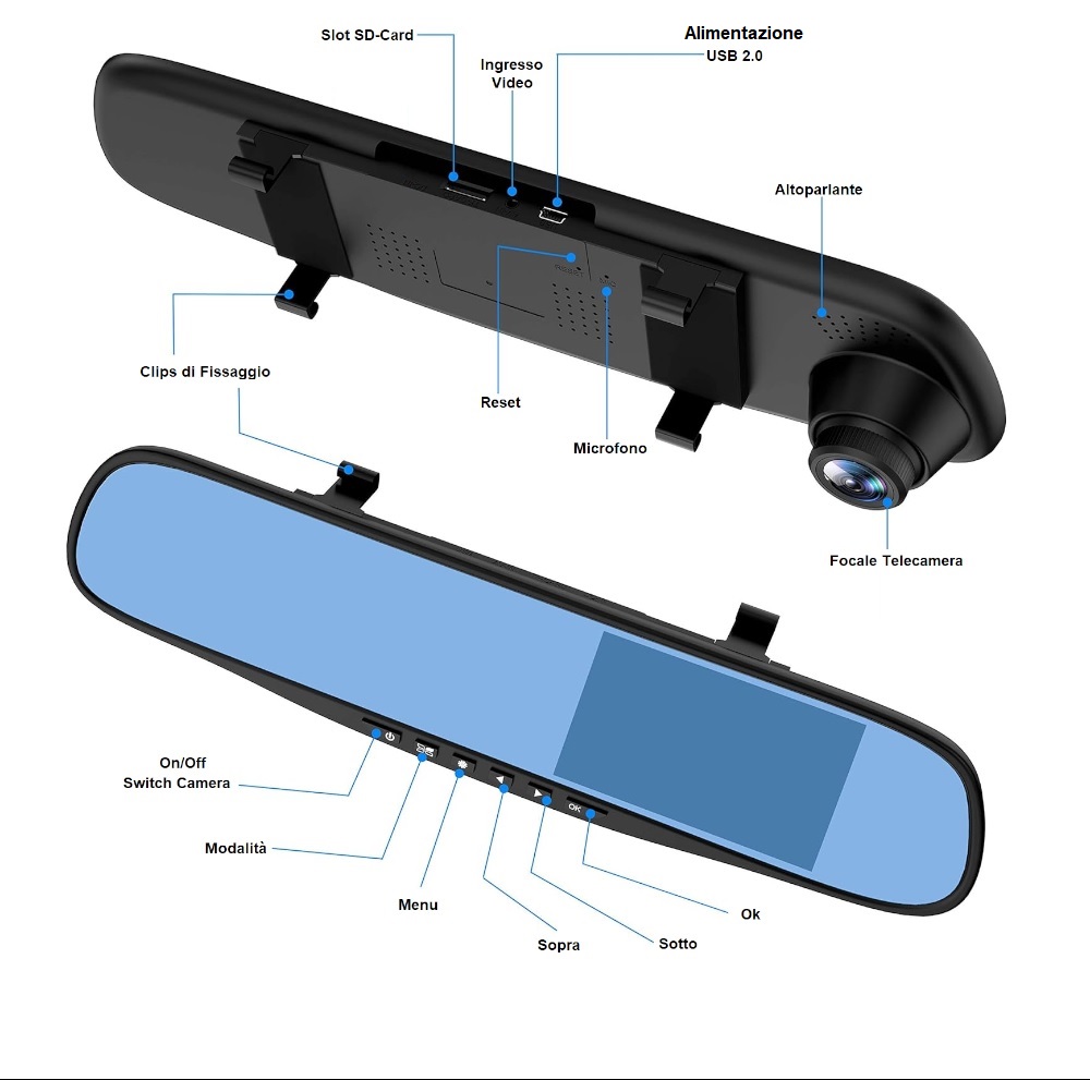 Supporto Per Specchietto Retrovisore Auto – Piastra In Metallo E ABS, Flessibile E Stabile, Per Dash Cam E Telecamere Di Retromarcia