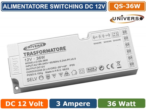 Trasformatore LED 12V, Alimentatore LED 60W Adattatore Driver LED 12V DC 5A  - Tensione costante per strisce LED, luci per armadi, display a LED e