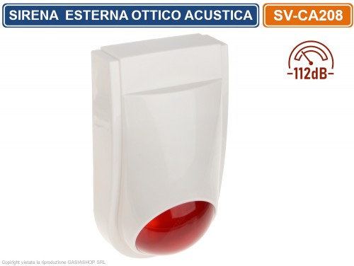 Gasiashop - Sirena Defender - SIRENA DI ALLARME LED PER ANTIFURTO WIRELESS  868 MHz AUTOALIMENTATA CON PANNELLO SOLARE DISTANZA 90 METRI