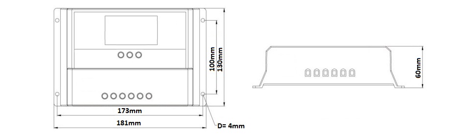 Gasiashop - CM5024Z-50A - REGOLATORE DI CARICA PWM PER PANNELLI SOLARI 50A  DC 12/24V AUTOSELEZIONE CON DISPLAY