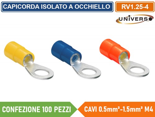 25 Capicorda Ad Occhiello RV5.5-5 &ndash; Terminali Preisolati Rotondi, Misura 5.5mm