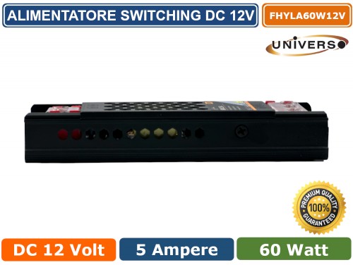 Gasiashop - S-1A-12V-B - ALIMENTATORE SWITCHING DC 12V 1A 12W PER  ILLUMINAZIONE E CCTV TELECAMERA CIRCUITO CHIUSO BIANCO