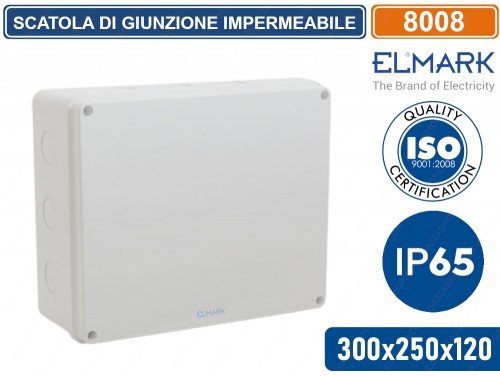 Gasiashop - 8008 - ELMARK SCATOLA DI GIUNZIONE DERIVAZIONE IMPERMBILE IP65  WBG 300/250/120 EN60670-1