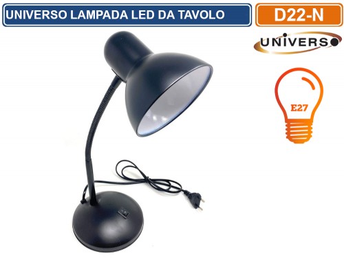 Gasiashop - D22 - LAMPADA DA TAVOLO CON BRACCIO FLESSIBILE ATTACCO E27  DISPONIBILE CON COLORI ASSORTITI