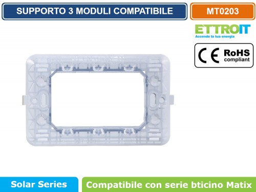 Modulo interruttore serie Solar, bianco, compatibile con serie BTicino  Matix - Ettroit MT0501