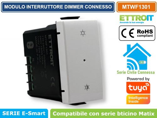 Interruttore Smart WiFi ETTROIT Per Tapparelle - Compatibile TUYA E Bticino Matix MTWF