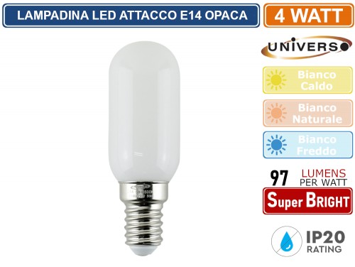 E14-04 - KIT 10 PEZZI UNIVERSO LAMPADINA LED E14 4W TUBOLARE T25 390 LUMEN  APERTURA 300° LUCE CALDA NATURALE FREDDA - Gasiashop