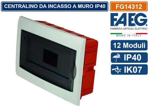 Centralino Da Incasso FAEG 54 Moduli - Cornice Nera Con Portello Fum&egrave; 450x510x100mm