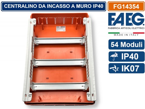 Centralino Da Incasso FAEG 54 Moduli - Cornice Nera Con Portello Fumè 450x510x100mm - Foto 3