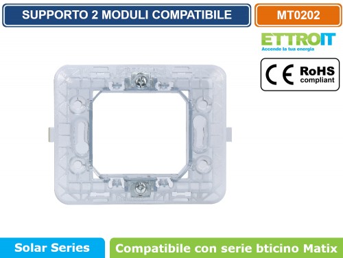 Modulo pulsante doppio, serie Space, grigio, compatibile con serie BTicino  Living - Ettroit LG1202