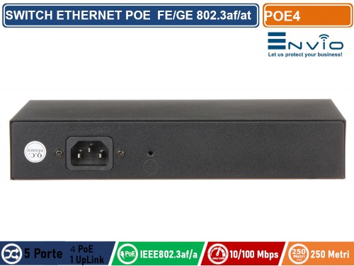 Gasiashop - ETS-POE8 - SWITCH POE ETHERNET 10 PORTE 8 PORTE POE + 2 PORTE  UPLINK RJ45 10/100 MBPS IEEE 802.3AF / AT