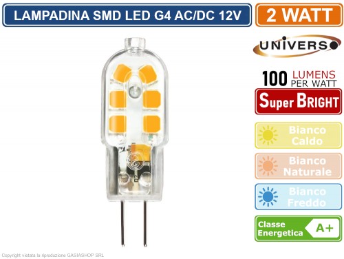 Lampade G4 5X G4 LED Lampadine 2W Lampadina LED 12 SMD 2835LEDs Bianco ...