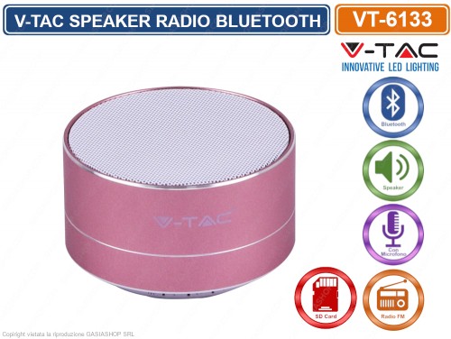 V-TAC SKU:7726 VT-6133-C  ALTOPARLANTE BLUETOOTH PORTATILE FM AUX