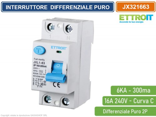 SKU JX341663 Ettroit  Interruttore Differenziale Puro 4P 16A 300