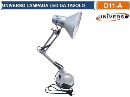 D11 - LAMPADA DA SCRIVANIA IN METALLO CON BRACCIO SNODABILE ED ORIENTABILE  ATTACCO E27 COLORI ASSORTITI - Gasiashop