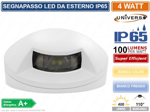 Gasiashop - XC-9776 - MINI SEGNAPASSO LED CALPESTABILE 2W SINGOLO FASCIO  LUMINOSO IP65 DA ESTERNO COLOR ACCIAIO BIANCO NATURALE