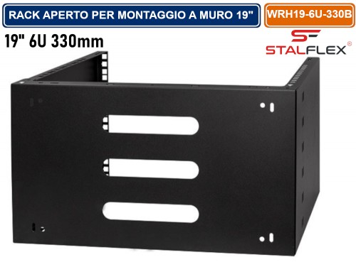 WRH19-6U-330B - ARMADIO RACK APERTO 19 6U 330MM PER MONTAGGIO A PARETE DI  DISPOSITIVI DI RETE - Gasiashop