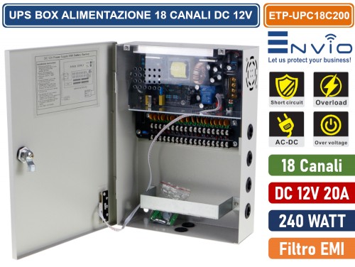 Alimentatore Stabilizzato BOX DC 12V 18 Uscite 20A – MyTech Italia, Telecamere, Allarmi