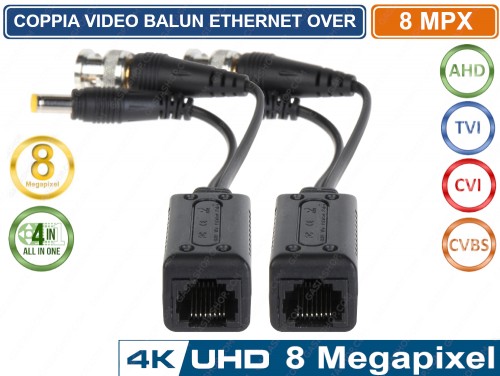 COPPIA TRASMETTITORI BNC VIDEO BALUN 8 MP AHD TVI CVI CVBS - Foto 2
