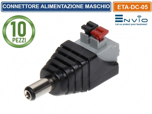 Gasiashop - ETA-DC-01 - CONFEZIONE 10 PEZZI CAVO TERMINALE DI ALIMENTAZIONE  25 CM CON CONNETTORE CC MASCHIO DC 12V 1~38 V