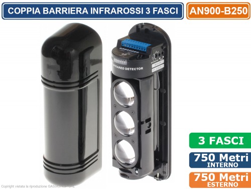 Gasiashop - BEAM-100 - COPPIA BARRIERA PERIMETRALI INFRAROSSI WIRELESS 433  MHz E CABLATE DISTANZA COPERTURA 70 METRI PER ANTIFURTO