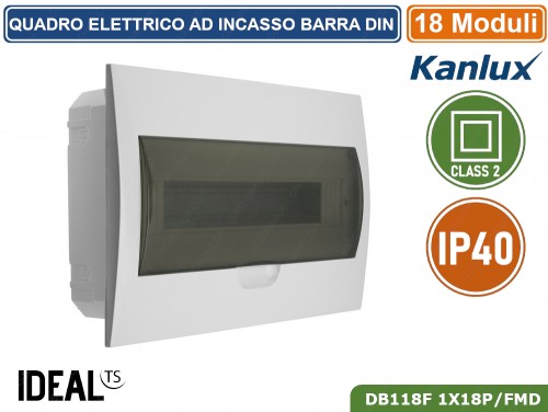 Gasiashop - DB118W 1X18P/SM - CENTRALINO QUADRO ELETTRICO SU GUIDA DIN 18  MODULI MONTAGGIO A MURO CLASSE 2 IP30