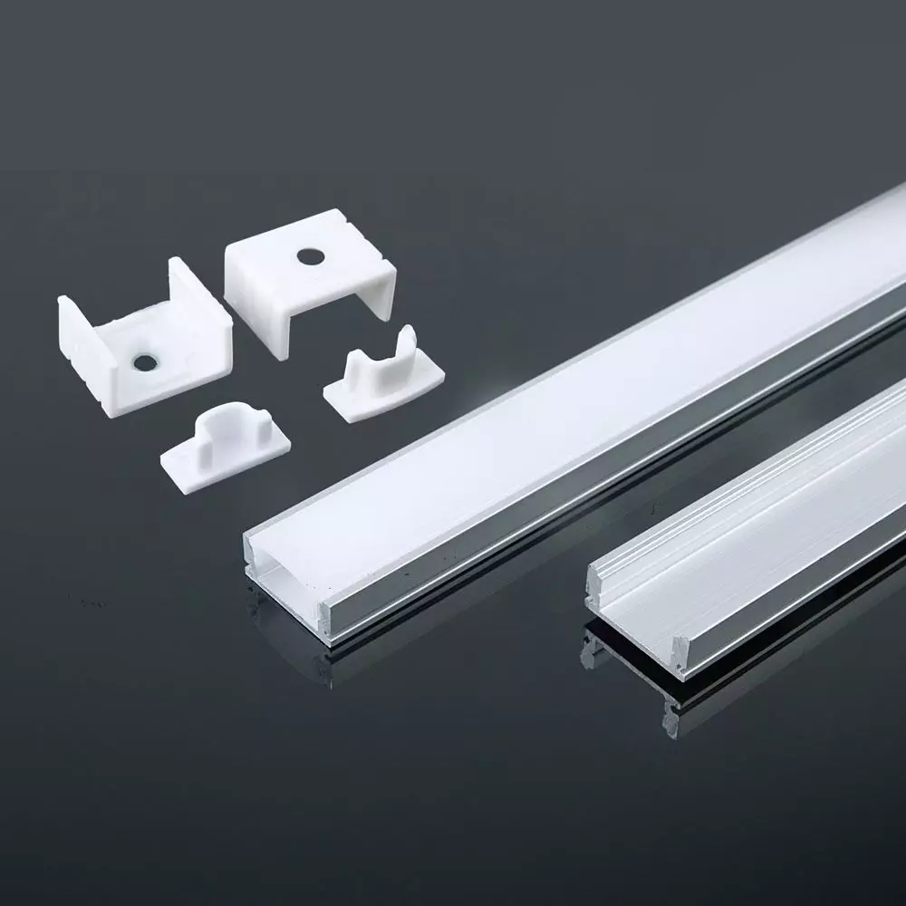V-TAC PROFILO IN ALLUMINIO 2MT CON COVER OPACA PER STRISCE LED DI Larghezza Max 12mm Sku 3351 Vt 8107 3800157636797