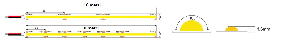 Striscia LED flessibile 24V COB lama luce continua 150W 10M profili barre  7500lm LUCE 3000K