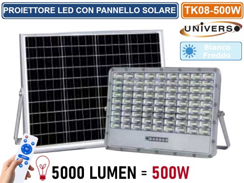 Faretto LED da esterno con pannello solare 100W, 200W o 500W
