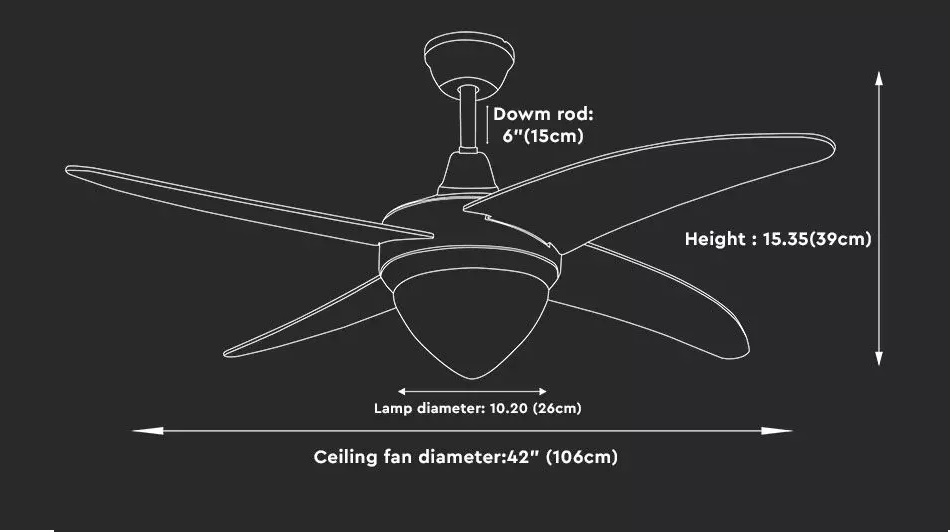 V-TAC VT-6043-4 VENTILATORE DA SOFFITTO 60W LAMPADA LED 15W 3IN1 CAMBIA  COLORE