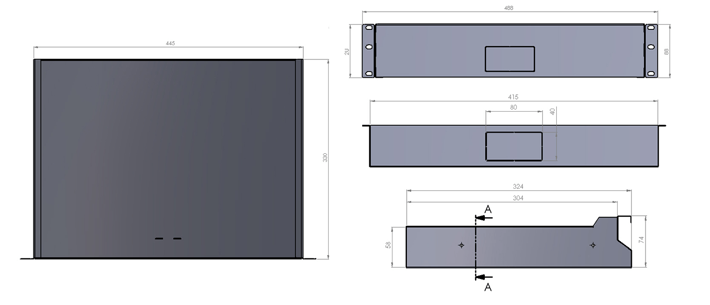 Cassetto Porta Documenti Rack 19 2U Con Chiave Di Sicurezza