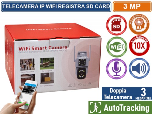 Gasiashop - 84395 - TELECAMERA IP WIFI 2MP CON PANNELLO SOLARE DA