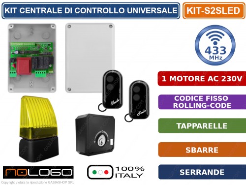 Gasiashop - KIT-S2SLED - KIT AUTOMAZIONE ELETTRONICA PER SERRANDA TAPPARELLA  TENDE COMPLETO DI ACCESSORI NOLOGO KIT-S2SLED