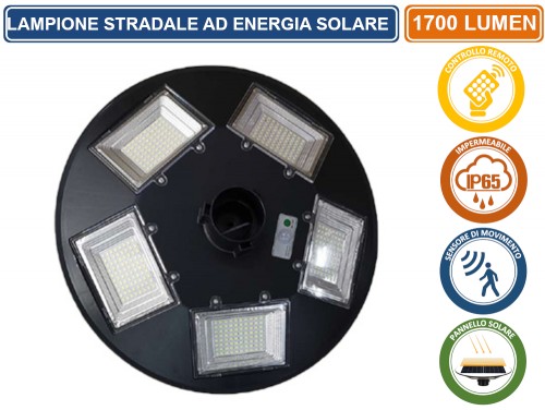 Lampione led da giardino ufo con pannello solare 250w ip65 sensore