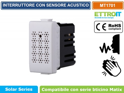 Modulo interruttore serie Solar, bianco, compatibile con serie BTicino  Matix - Ettroit MT0501