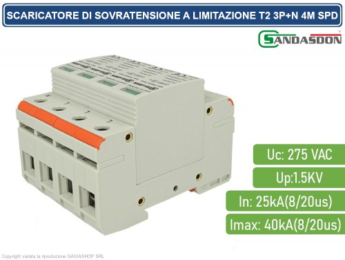 Scaricatore Sovratensioni T1+T2 25KA-50KA Per Quadri Elettrici - Protezione Fulmini E Sbalzi