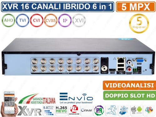 XVR DVR 5in1 AHD CVI TVI CVBS IP 6 CH CANALI 8 MPX CLOUD P2P UTC VIDEOANALISI 