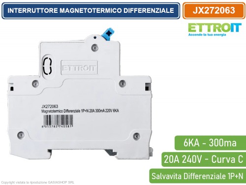 Salvavita 32a ETTROIT INTERRUTTORE MAGNETOTERMICO DIFFERENZIALE PURO SALVAVITA PER BARRA DIN 2 MODULI 2P 16A 240V 30mA 6KA Magnetotermico Differenziale 32a 300ma - Foto 12