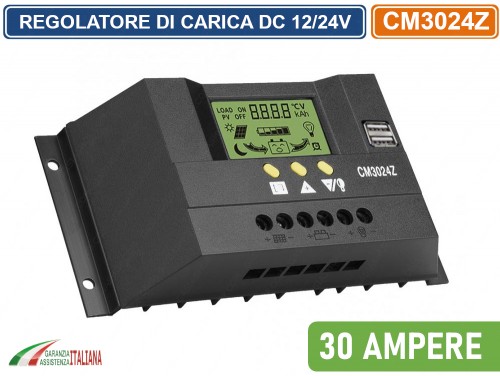 12 V/24 V CM3024Z regolatore solare regolatore intelligente della batteria del pannello solare Regolatore di carica solare 30 A 12 V/24 V CM3024Z regolatore solare regolatore intelligente della batteria del pannello solare Regolatore di carica solare 30 A