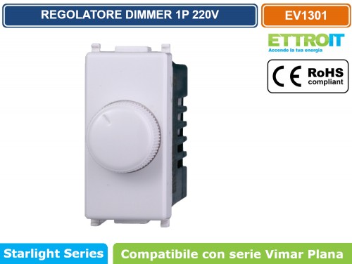 Interruttore Dimmer Modulo T2 Bianco /Nero/Alluminio Compatibile