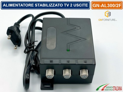 GN-AL300/2F - ALIMENTATORE STABILIZZATO TV PER ANTENNA 1 INGRESSO 2 USCITE  DC 12V 300mA - Gasiashop