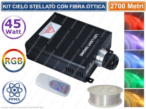 Kit fibra ottica 7W 163pezzi per 2mt diam. misto, cielo stellato SC