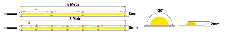 Gasiashop - VT-COB-280 - V-TAC VT-COB-280 STRISCIA LED COB MONOCOLORE 10W/M  24V - BOBINA DA 5 METRI - SKU 2652 / 2653 / 2654