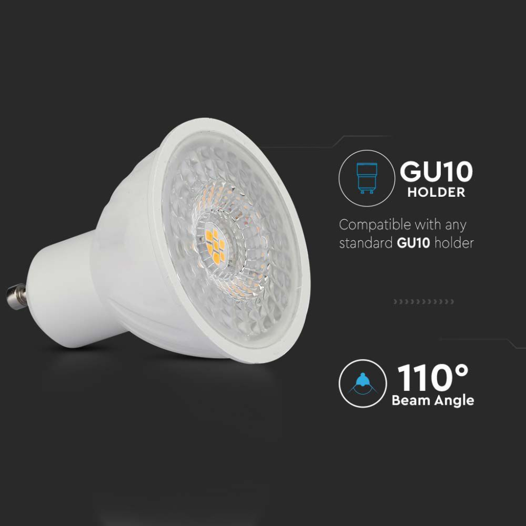 Gasiashop - VT-247 - V-TAC PRO VT-247 LAMPADINA LED GU10 6W FARETTO  SPOTLIGHT CHIP SAMSUNG 110° - SKU 21192 / 21193 / 21194