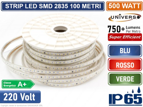 Striscia Led 220V 2835 IP65 7W Al Metro Luce Verde 120 Led/mt